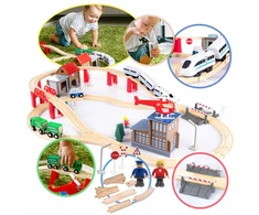 KINDERPLAY MEDINIS DĖKLAS TRAUKINIS AUTOMOBILIŲ TRAUKINIS