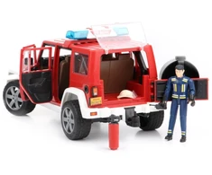 Ugniagesių Jeep Wrangler su ugniagesio figūrėle, šviesomis ir garsais – Bruder 02528