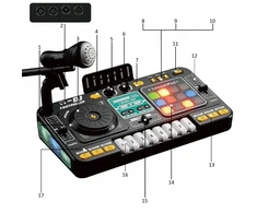 Vaikiška DJ konsolė-mikseris su mikrofonu, pianinu, LED ir Bluetooth, nuo 3 metų