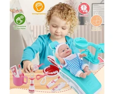 Click4Toys GYDYTOJŲ RINKINYS VAIKAMS PIRMOSIOS PAGALBOS RINKINYS AŠARŲ LOKIS STETOSKOPO VAISTŲ PRIEDAI