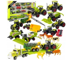 Žemės ūkio technikos rinkinys 1:64 – traktoriai, kombainai ir priekabos