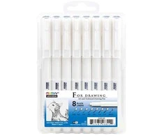 Staedtler Grafiniai rašikliai Marvy For Drawing #4600-8BX, 8 skirtingų brėžių, juodi 8vnt.