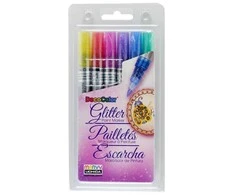 Markeriai įvairių paviršių dekoravimui Marvy Decocolor Fine #160-6A Glitter, 6 vnt.
