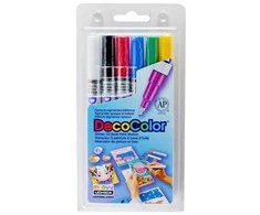 Markeriai įvairių paviršių dekoravimui Marvy Decocolor Extra Fine #1234-6 Primary, 6vnt.