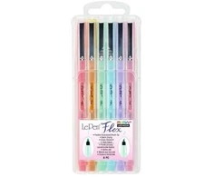 Marvy Uchida Rašikliai teptukiniu galiuku Le Pen Flex 4800-6P Pastel, 6vnt.