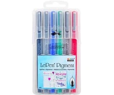 MARVY stilingi rašikliai plonu antgaliu #4900-6A "Le Pen Pigment" Pastel, 6vnt.