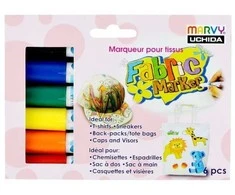 Marvy Uchida flomasteriai šviesių audinių dekoravimui #560-6A Fabric Marker Primary, 6 vnt.