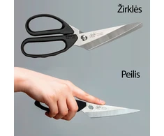 Virtuvinės žirklės-peilis "Žalias Bell", juodos SJ-K220