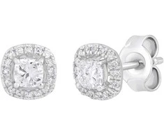 Balto aukso auskarai su LAB deimantais Brasco 62597