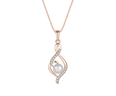 Paauksuota sidabrinė grandinėlė su perlu ir cirkoniais Brasco 64537