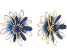 Paauksuoti sidabriniai auskarai su cirkoniais ir emaliu Brasco 61862