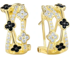 Paauksuoti sidabriniai auskarai su špineliais ir cirkoniais Brasco 65343