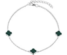 Sidabrinė apyrankė su malachitais Brasco 60246