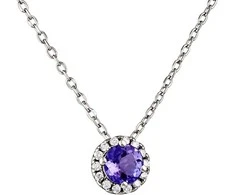 Sidabrinė grandinėlė su tanzanitu ir cirkoniais Brasco 64009