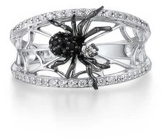 Sidabrinis žiedas su cirkoniais ir emaliu Brasco 61138