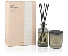 Max Benjamin Aromatinės žvakės ir namų kvapo rinkinys FRENCH LINEN WATER