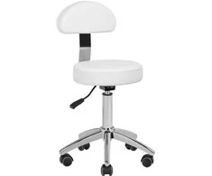 Activeshop Kosmetologinė meistro kėdutė STOOL BEAUTY BACKREST ROUND Baltas