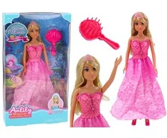 Lean Toys Anlily undinėlė princesė lėlė su rožine suknele ir šepečiu
