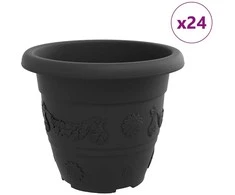 Apvalus gėlių vazonas 24 pcs Juoda Ø 26 x 21.5 cm Plastmasė