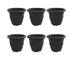 Apvalus gėlių vazonas 6 pcs Juoda Ø 22 x 18 cm Plastmasė