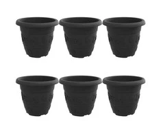 Apvalus gėlių vazonas 6 pcs Juoda Ø 26 x 21.5 cm Plastmasė