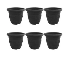 Apvalus gėlių vazonas 6 pcs Juoda Ø 30 x 25 cm Plastmasė