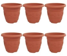 Apvalus gėlių vazonas 6 pcs Raudona plyta Ø 30 x 25 cm