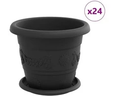 Augalų vazonai 24 pcs Juoda Ø 26 x 21.5 cm Plastmasė