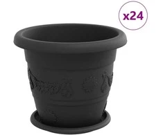 Augalų vazonai 24 pcs Juoda Ø 26 x 21.5 cm Plastmasė
