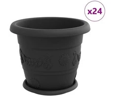 Augalų vazonai 24 pcs Juoda Ø 26 x 21.5 cm Plastmasė