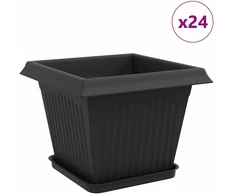 Augalų vazonai 24 vnt. Juoda Plastmasė