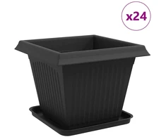 Augalų vazonai 24 vnt. Juoda Plastmasė