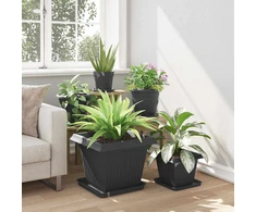 Augalų vazonai 24 pcs Juoda 43 x 43 x 335 cm Plastmasė