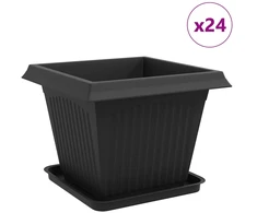 Augalų vazonai 24 pcs Juoda 43 x 43 x 335 cm Plastmasė