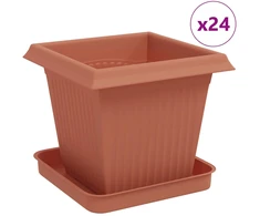 Augalų vazonai 24 pcs Raudona plyta 16 x 16 x 14 cm Plastmasė