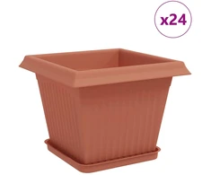 Augalų vazonai 24 vnt. Raudona plyta Plastmasė