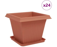 Augalų vazonai 24 vnt. Raudona plyta Plastmasė