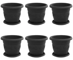 Augalų vazonai 6 pcs Juoda Ø 26 x 21.5 cm Plastmasė