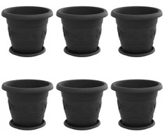 Augalų vazonai 6 pcs Juoda Ø 26 x 21.5 cm Plastmasė