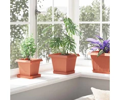 Augalų vazonai 6 pcs Raudona plyta 20 x 20 x 16 cm Plastmasė