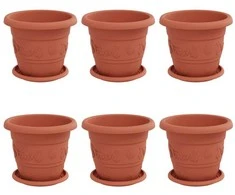 Augalų vazonai 6 pcs Raudona plyta Ø 26 x 21.5 cm Plastmasė