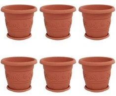 Augalų vazonai 6 pcs Raudona plyta Ø 26 x 21.5 cm Plastmasė