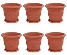 Augalų vazonai 6 pcs Raudona plyta Ø 26 x 21.5 cm Plastmasė