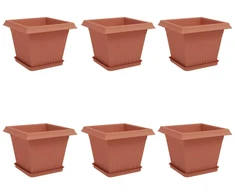 Augalų vazonai 6 vnt. Raudona plyta Plastmasė