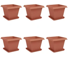Augalų vazonai 6 pcs Raudona plyta 38 x 38 x 30 cm Plastmasė