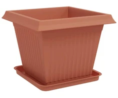 Augalų vazonai 6 vnt. Raudona plyta Plastmasė