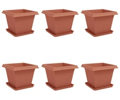 Augalų vazonai 6 vnt. Raudona plyta Plastmasė