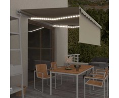 Automatinė markizė su uždanga/LED/vėjo jutikliu, kreminė, 4x3m