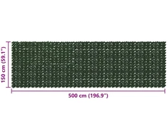 Balkono uždanga su lapais Tamsiai žalia 500 x 150 cm