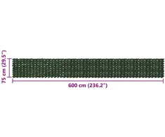 Balkono uždanga su lapais Tamsiai žalia 600 x 75 cm